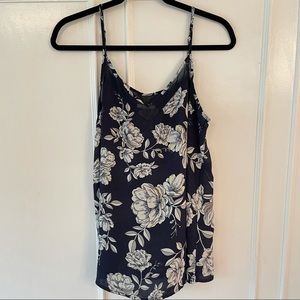 Maurices Flowy Navy Blue Floral V Neck Tank